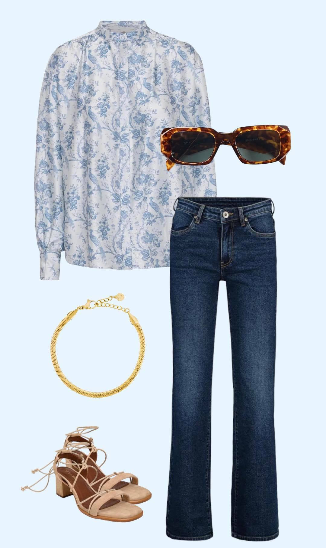 Blomster skjorte og jeans-Aandahls