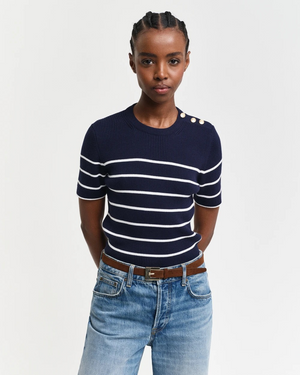 Ribbed bretom c-neck