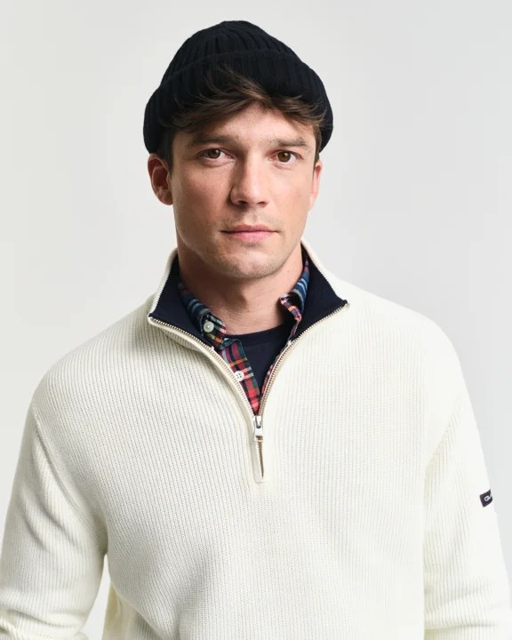 Ribbed cotton half-zip