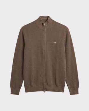 Waffle Knit Zip Cardigan