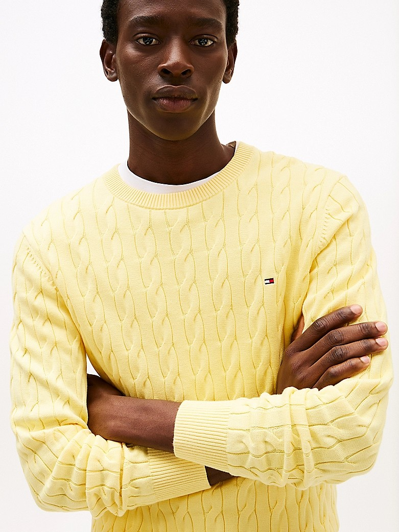 Classic cotton cable crew neck