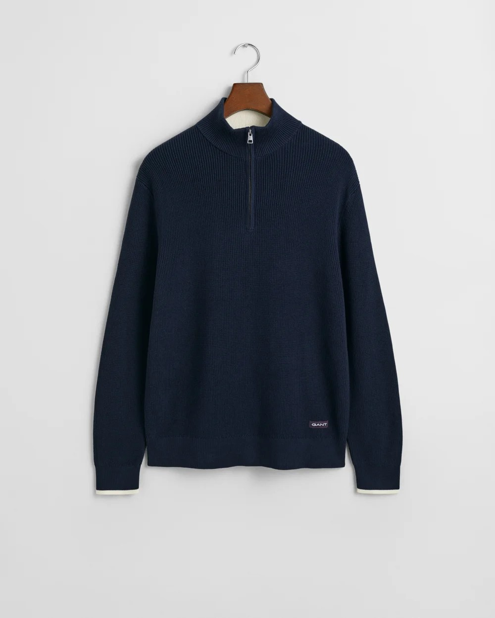 Ribbed cotton half zip