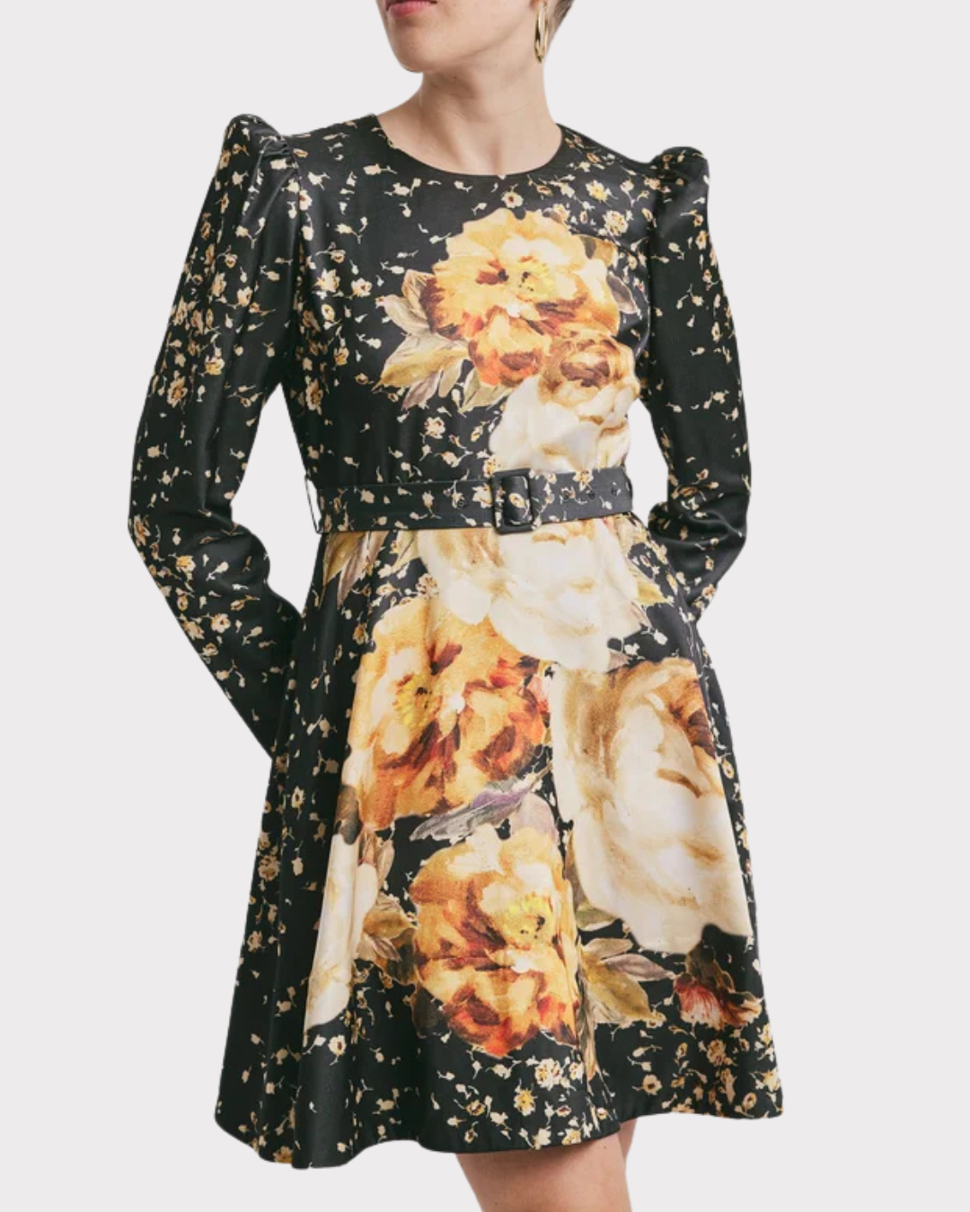Tailored Satin Belt Dress