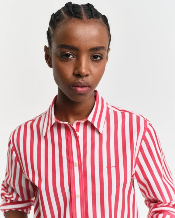 Poplin wide striped shirt
