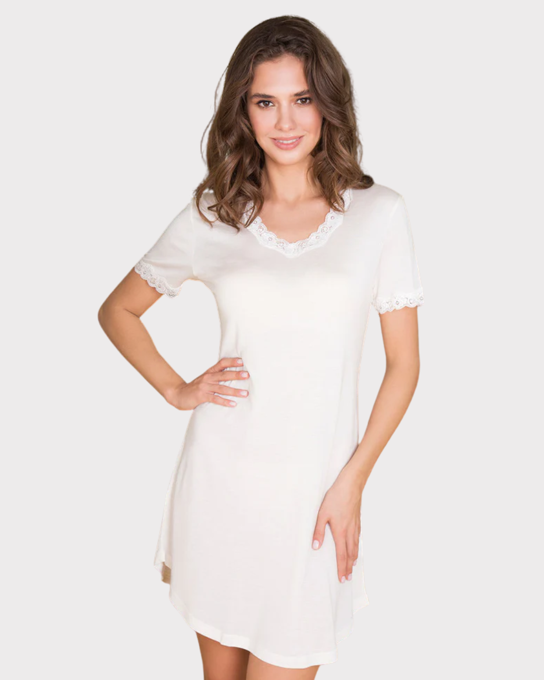 Silk Jersey Nightgown with Sleeve