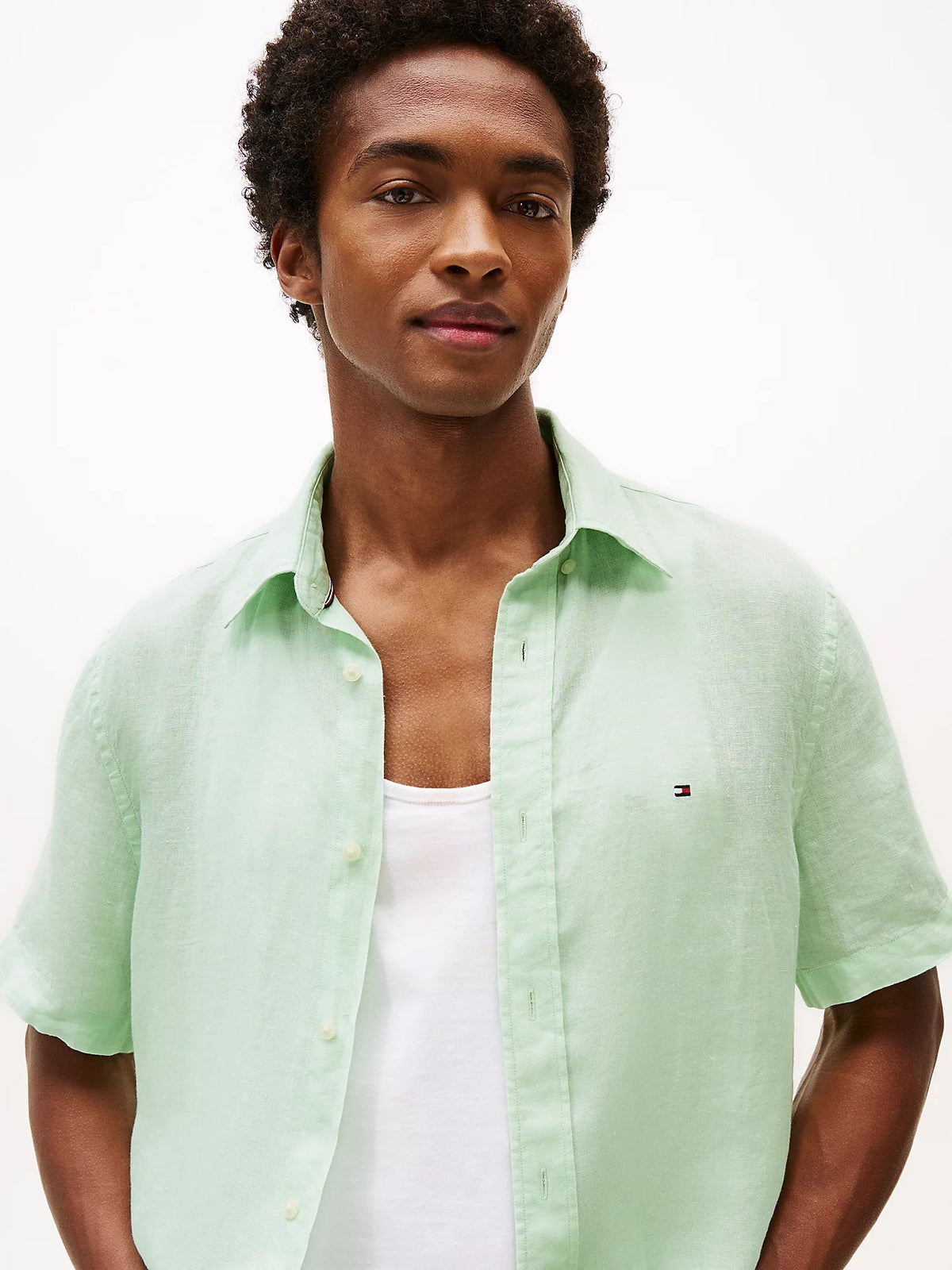Pigment-dyed linen shirt