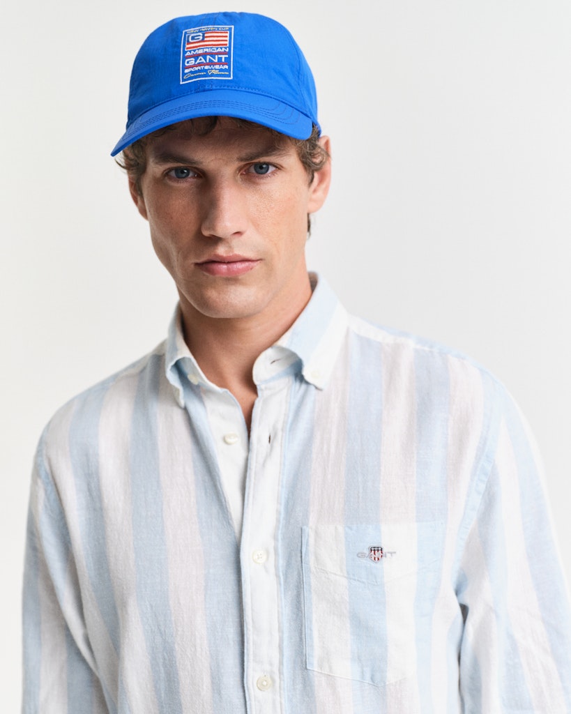 Reg cotton linen bold stripe shirt