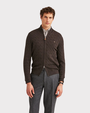 Merino Cable Zip Cardigan