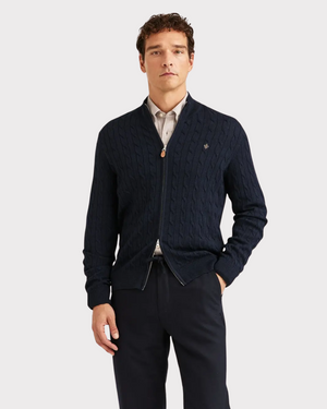 Merino Cable Zip Cardigan