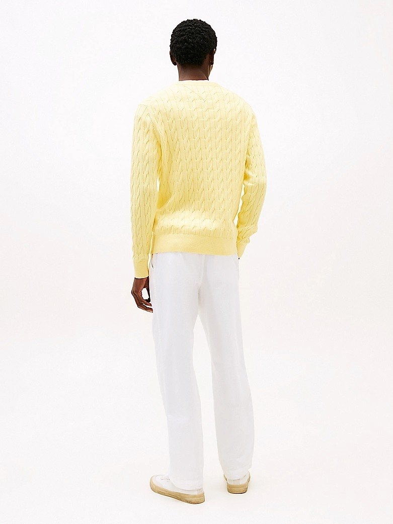 Classic cotton cable crew neck
