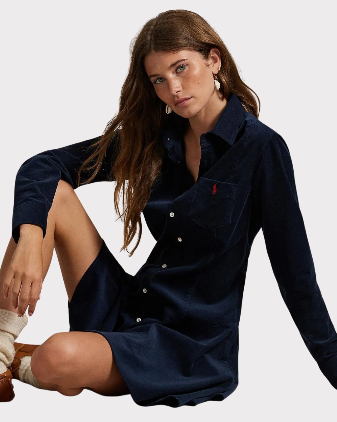 Cotton corduroy a- line dress