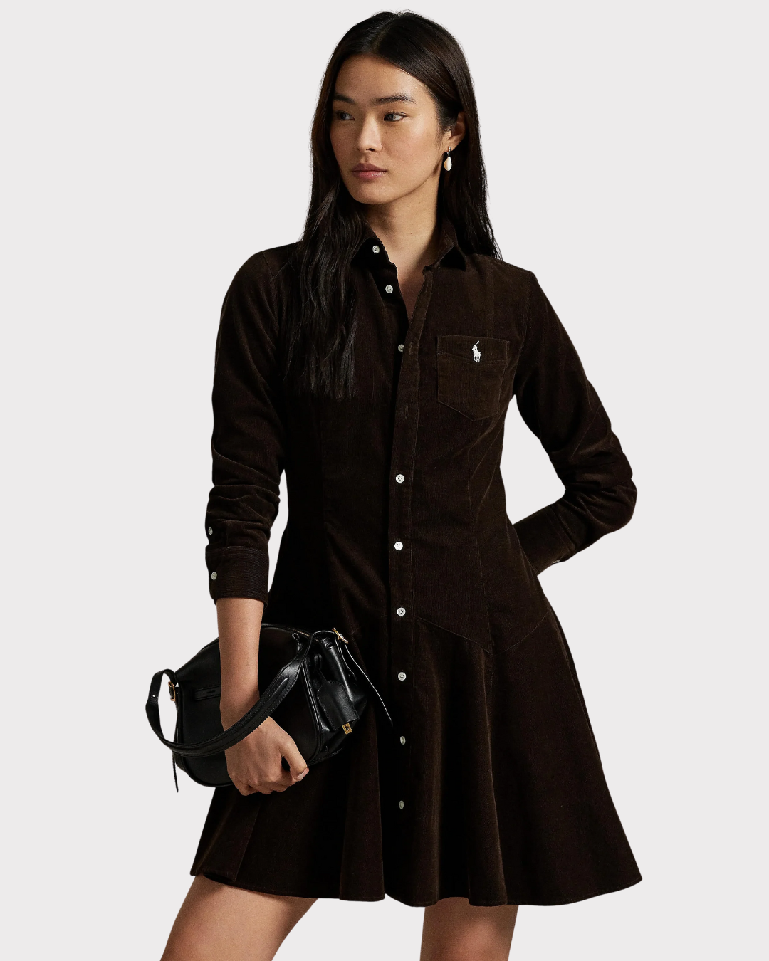 Cotton corduroy a- line dress