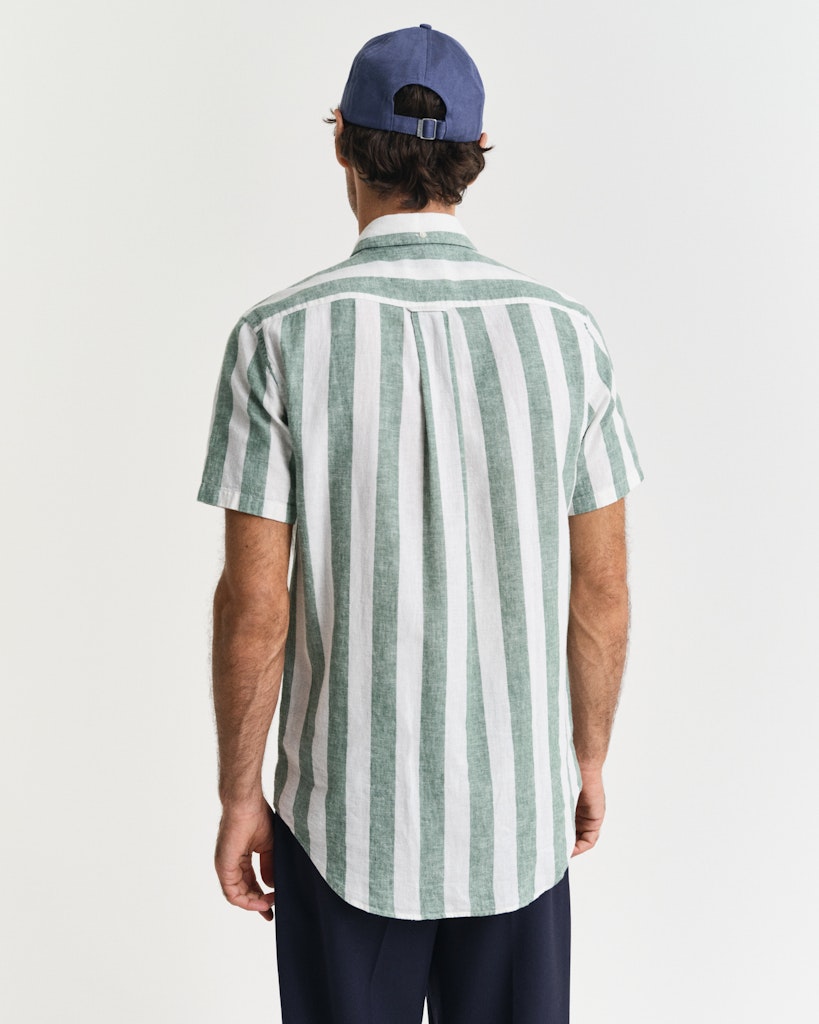Reg cotton linen stripe ss shirt