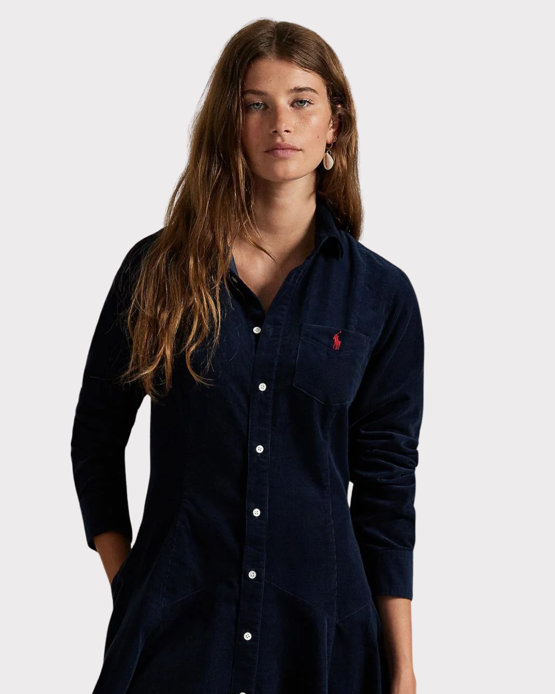 Cotton corduroy a- line dress